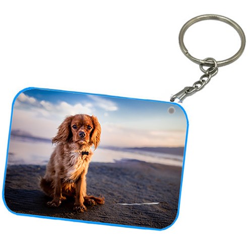 Portachiavi Rettangolare Bordo Celeste