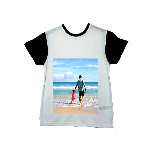 T-Shirt Bambino in Poliestere Maniche Nere